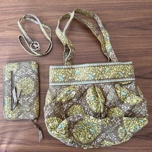 Vera Bradley Sittin In A Tree Bag Wallet Lanyard Set